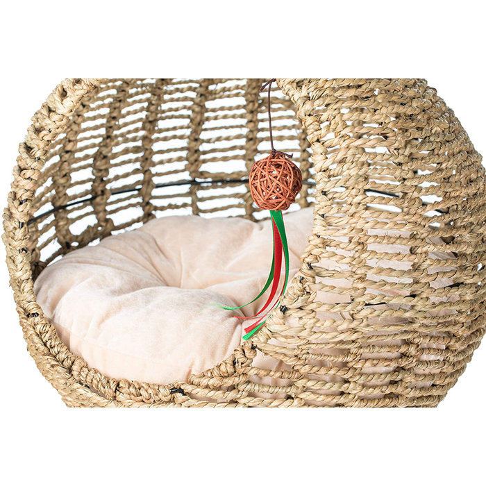 YoSpot 24" Hand Made Wicker Cat Bed Basket Swinging Pet House Nest for